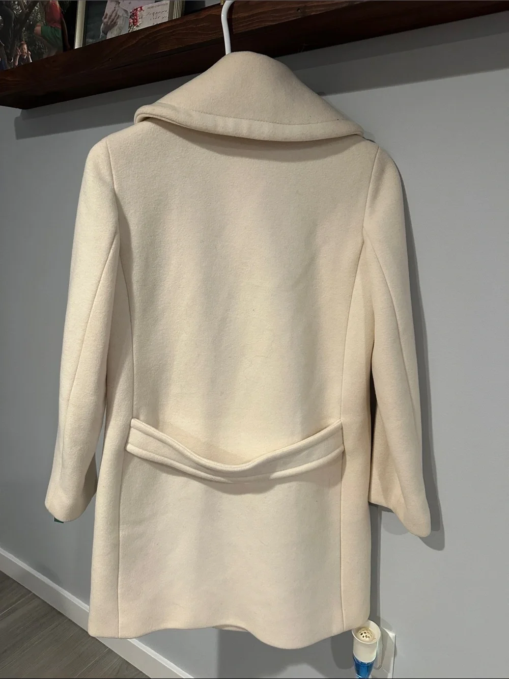 J. Crew Cream Double-Breasted Pea Coat with Brown Buttons
